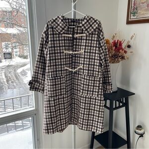 NWOT Dazy Plaid Toggle Duffle Coat